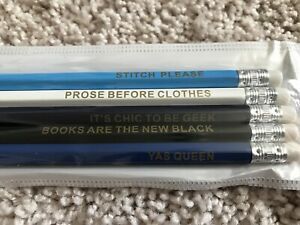 NEW LitJoy Crate Exclusive Books &amp; Fashion Phrases Standard 5 Pencil Set