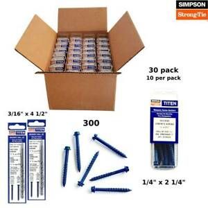 Concrete Screws 1/4&#034; x 2 1/4&#034;H Zinc Plated  Tapcon Style 30/pack W/2 Drills 300