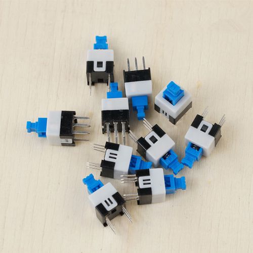 50PCS 8mm X 8mm Blue Cap 6 Pin Self-locking Type Square Button Switch 8x8mm