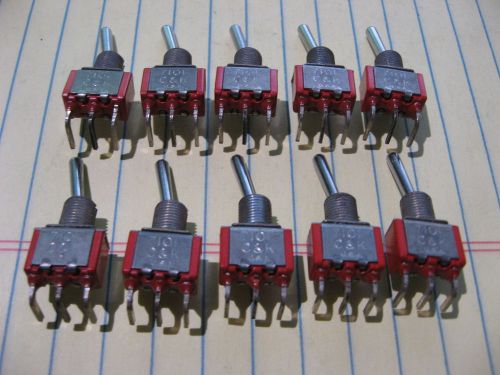 Lot of 10 toggle switches c&amp;k 7101 spdt 5a 120vac pcb side mount nos for sale