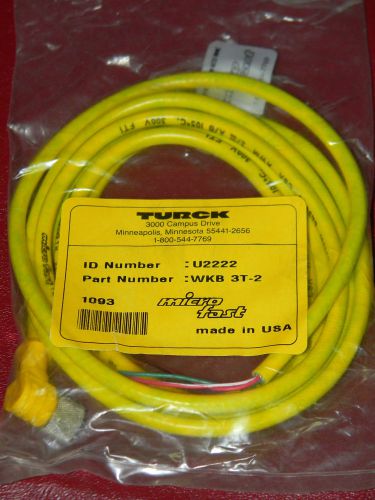 Turck WKB 3T-2 U2222 Micro Fast Cordset NEW SEALED PACKAGE