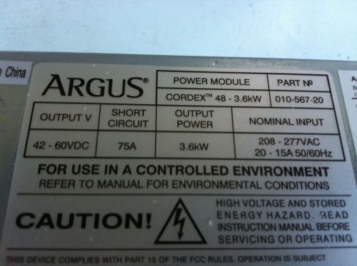 ARGUS CORDEX RECTIFIER 010-567-20  48 - 3.6kw