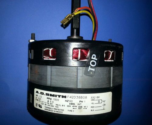 AO Smith 1/2 HP F42D38B08 Electric Motor 1500 RPM 1/2&#034; X 3 7/8&#034; Shaft