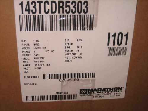 Marathon  USA  1-1/2 HP 3450 RPM Drip Proof Motor 143TC Frame