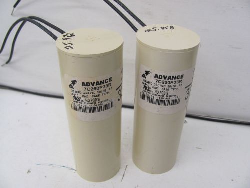 LOT OF 2 ADVANCE BALLAST CAPACITORS 7C260P33R 330VAC 50/60HZ USED