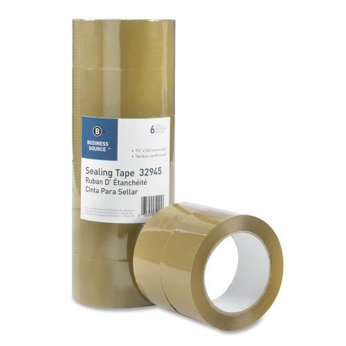 Business Source Heavyweight Package Sealing Tape -3&#034;Core -6/Pk -Tan- BSN32945