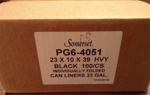 100 New Heavy Black Contractor Can Liners, Trash Bags 23x10x39 33 gal. Somerset