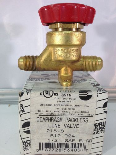 New Superior Refrigerant Line Valve 215-8 Diaphragm 1/2 SAE Flare B12-024