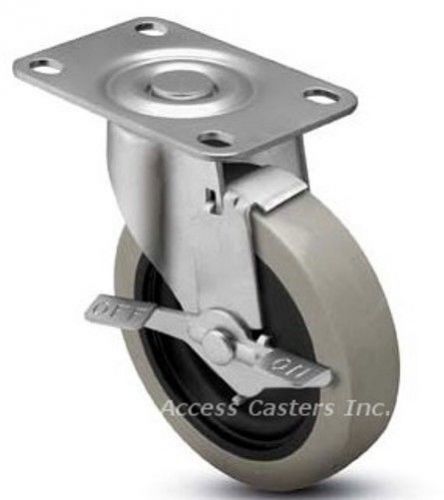 4sretsb 4&#034; swivel plate caster with brake, polyurethane wheel, 150 lbs capacity for sale