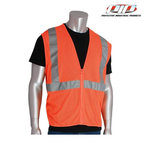 PIP 302-MVGZOR HI-VIS VEST - ANSI 107 Class 2 Value Orange Zipper Mesh Vest