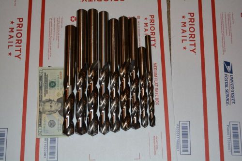 Super nice lot of 9 precision twist drill bits 209 1.0 to 17/32 for sale