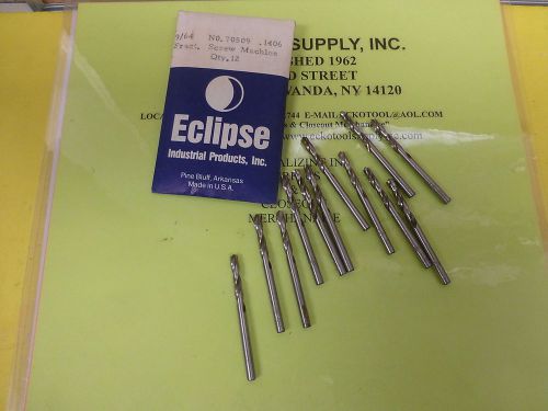 Screw machine drill 9/64&#034; high speed 118 pt bright new eclipse usa 12 pcs $4.74 for sale