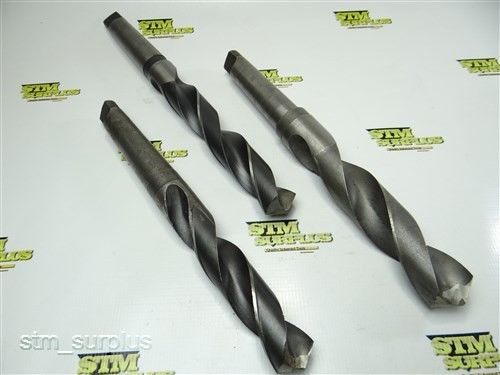 NICE LOT OF 3 HSS MORSE TAPER TWIST DRILLS 1-3/16&#034; TO 1-35/64&#034; W/ 3MT NATIONAL