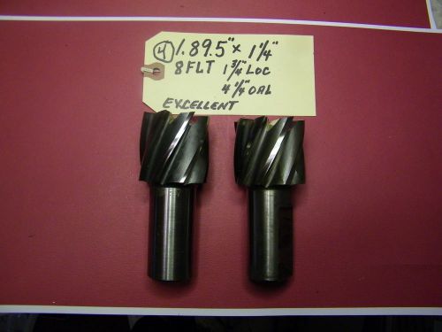 2-PCS - I.P. END MILL- 1.895 X 1 3/4&#034; 8 FLUTES -4 1/4&#034; OAL, 1 3/4&#034; LOC, USA