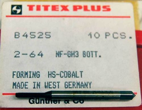 10 pc. titex 2-64 h3 b4525 cobalt high performance roll-form bottoming taps for sale