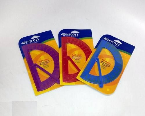 Lot of 3 Protractors - Westcott 180 Degree Plastic Protractor With Swing Arm