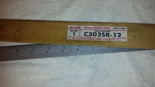 STARRETT 12&#034; SATIN CHROME RULE C303SR SEMI-FLEXIBLE  MACHINIST SCALE