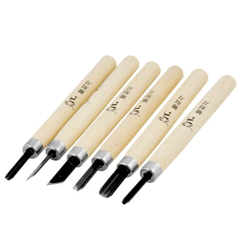 Wood Handle Carving Gouges Carpentry Chisel Tools 6 Pcs