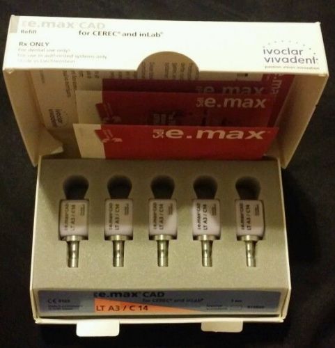 IVOCLAR VIVADENT IPS E.MAX CAD CEREC LT A3 / C14 5 BLOCKS EMAX