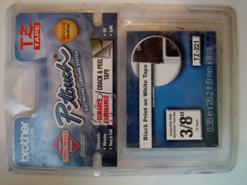 Brother  P-touch 3/8&#034; Black on White label Cassette TZ221