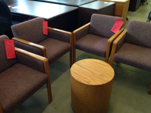 ***5 piece set 4 lobby/guest chairs &amp; cylinder table*** for sale