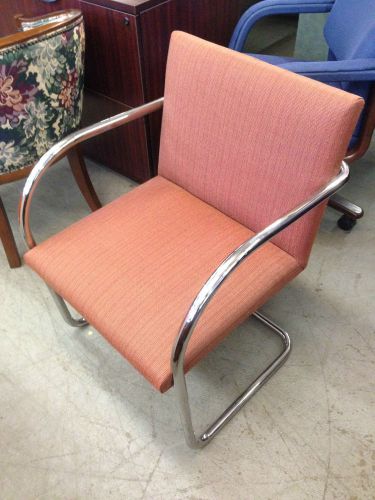 Retro style guest/side chair by knoll w/ chrome sled base for sale