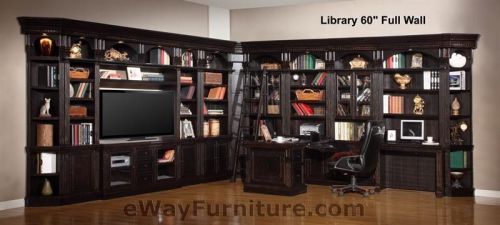 Parker house venezia library corner library entertainment wall w/ peninsula desk for sale