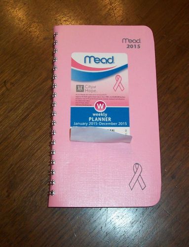 2015 PINK WEEKLY planner 3x6&#034; breast cancer spiral calendar week-at-glance purse