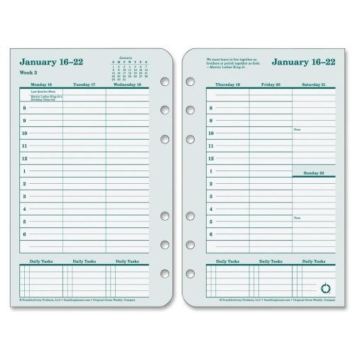 2015 Franklin Covey Original Planner Refill - Weekly - 1 Year - Jan-Dec