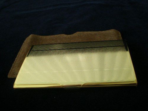 Business &amp; Credit Card Case Goldtone w/Brown Cloth Bag