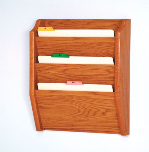 Wooden Mallet Three Pocket Legal Size File Holder Medium Oak