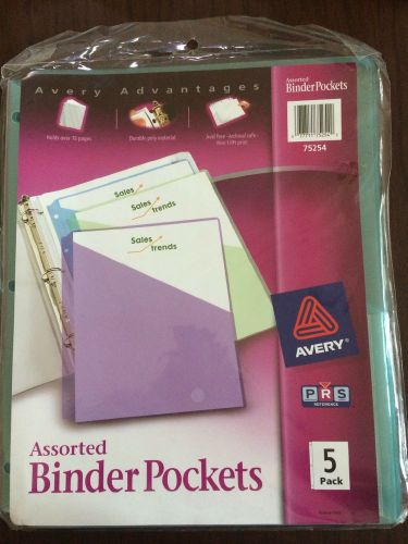 Avery Assorted Multi-Color Binder Pockets 75254 (5 Pack)