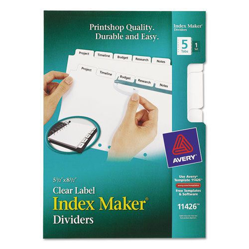 Index Maker Dividers, White 5-Tab, 5 1/2 x 8 1/2