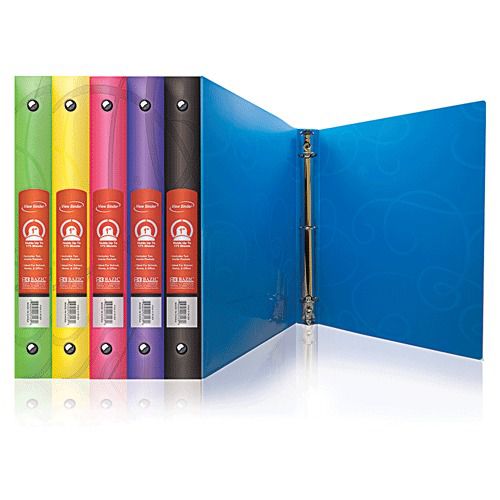 BAZIC 1&#034; Swirl Poly 3-Ring Binder w/ Pocket, Case of 48