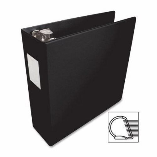 Business Source D-Ring Binder w/Label Holder, Hvy-Dty, 3&#034;, Black (BSN33113)