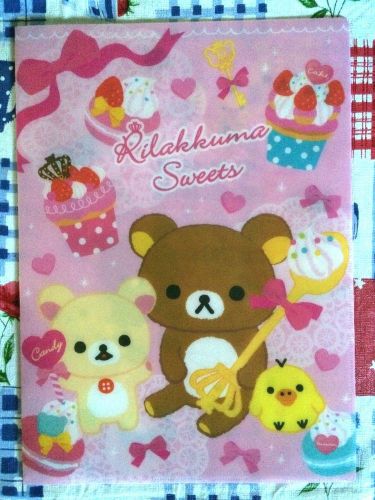 Cute rilakkuma bear pink 2-pocket a4 file folder for sale