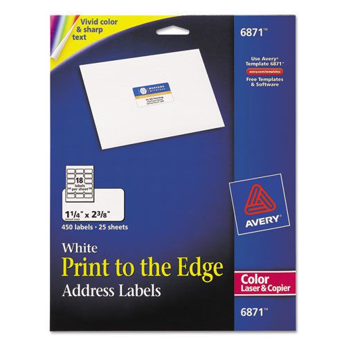 Address Labels for Color Laser &amp; Copier, 1-1/4 x 2-3/8, Matte White, 450/Pack