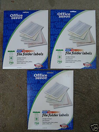 NEW 2250 COLOR INKJET LASER FILE FOLDER LABELS