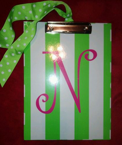 New initial monogram letter n, clipboard, gift idea,office decor. pink and green for sale