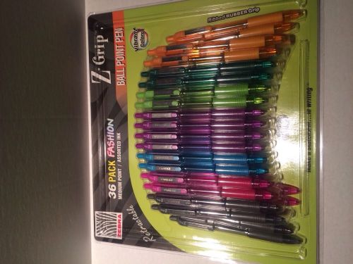 Z-Grip 36 Pack Fashion Ball Point Pen, Medium Point Assorted Ink, Retractable..