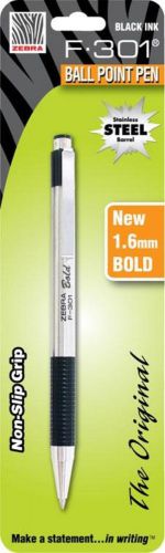 Zebra f-301 retractable ball point pen 1.6mm bold black for sale