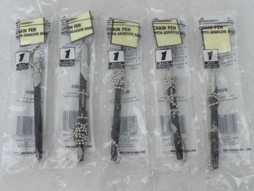 5 SKILCRAFT 7520-01-463-1990 Rubberized Chain Medium Point Pens - Black - NEW!