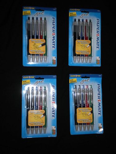 4 NIP PAPERMATE RETRACTABLE ASSORTED COLORS GEL PENS PACK OF 5 FINE PAP 1753375