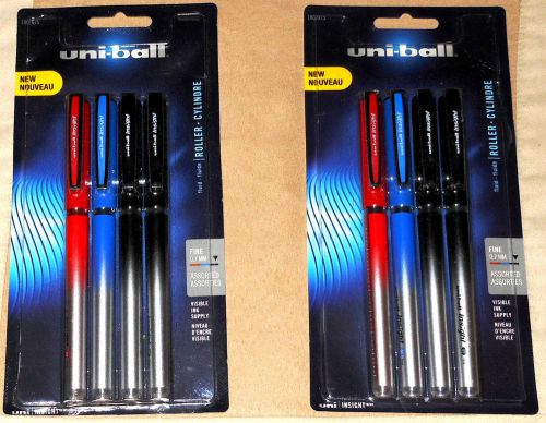 Uni-Ball Insight Rollerball Pens 8 Pack Assorted Colors 7mm Fine Point Free Ship