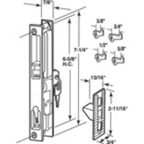 Black keyed flush patio mount sliding glass door latch 6-5/8&#034; holes for sale