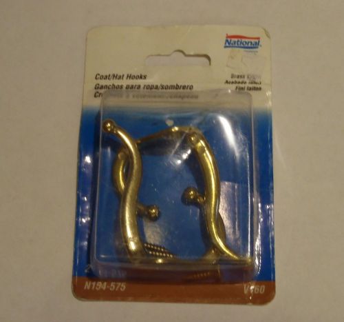 National Hardware V160 N154-575 Coat/Hat Hooks in Brass Finish - NEW