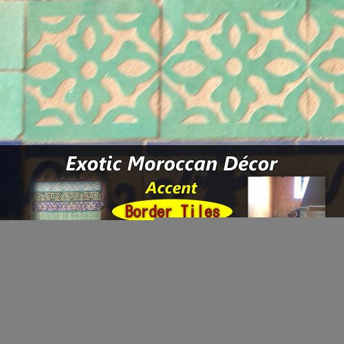 MOROCCAN BORDER TILES: 45 HAND PAINTED TILES HOME POOL BATH KITCHEN FLOOR PATIO