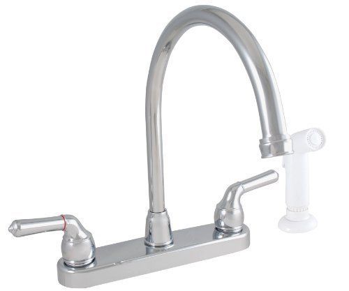 Exquisite Kitchen Faucet Gooseneck Dual Tulip Handle With White Spray