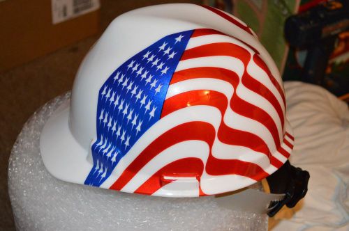 MSA V-GARD HARD HAT AMERICAN FLAG MEDIUM W/Fas-Trac Ratchet