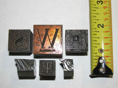 VTG S,W,E,M,T,F  FANCY MONOGRAM LETTERPRESS PRINT TYPE LOT INITIAL ORNATE BORDER